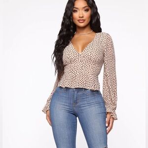 Fashion Nova Taupe Colored Blouse